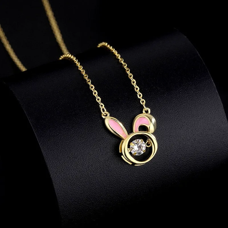 Sterling Silver Diamond Rabbit Necklaces