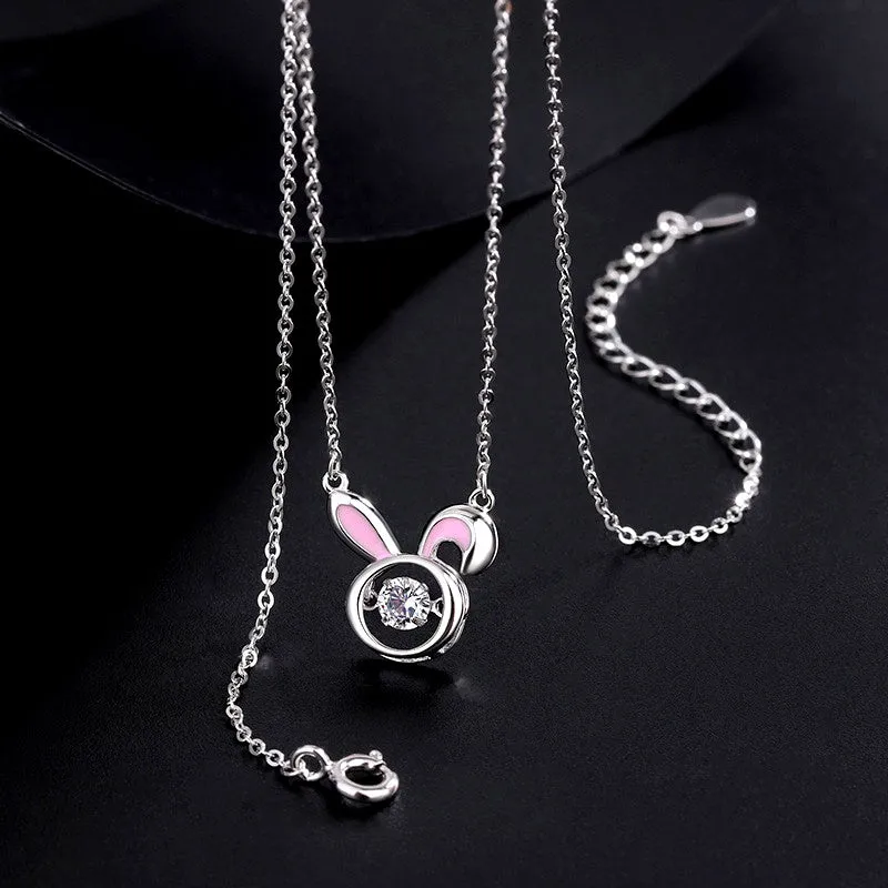 Sterling Silver Diamond Rabbit Necklaces