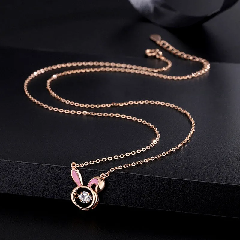 Sterling Silver Diamond Rabbit Necklaces
