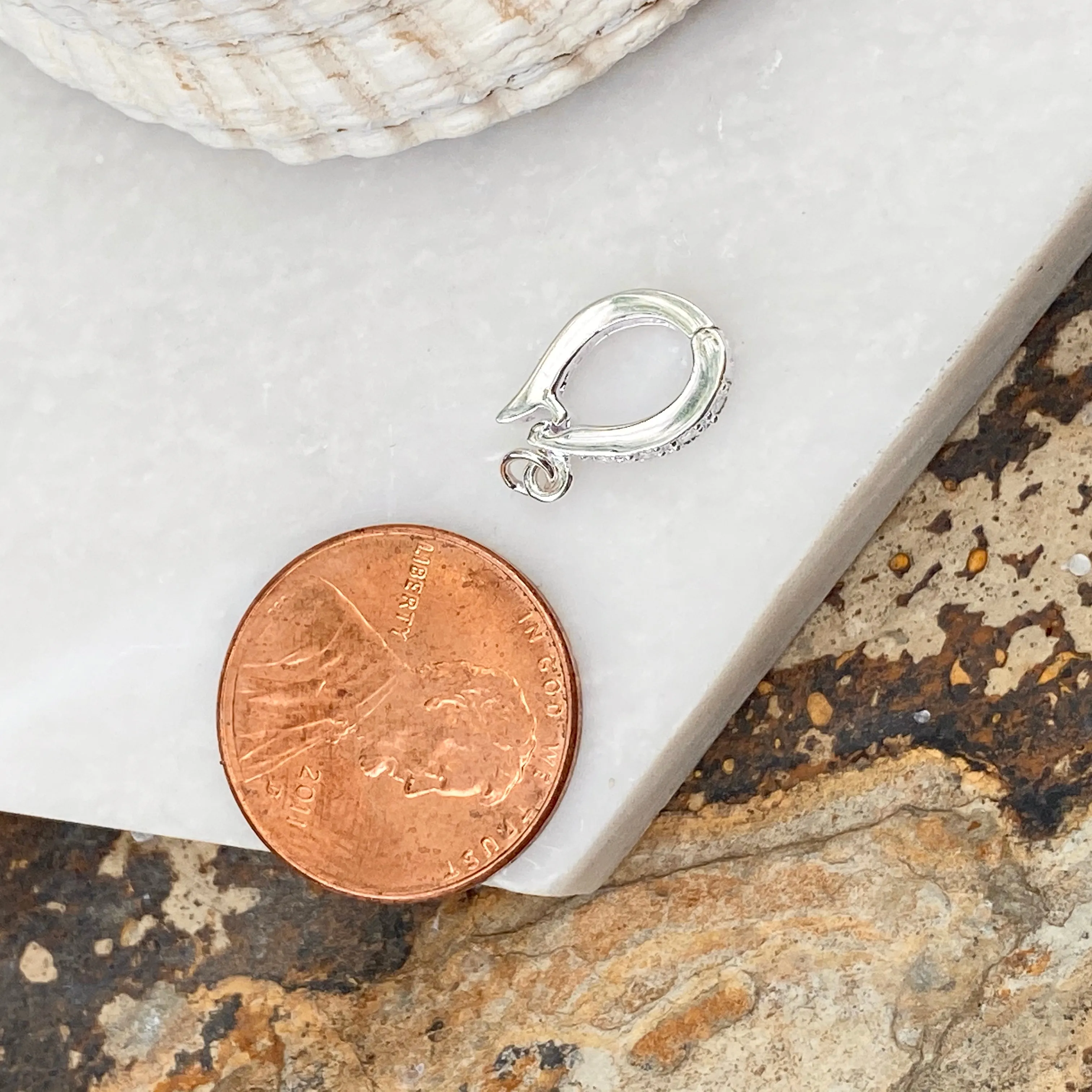 Sterling Silver U-Shape CZ Stones Enhancer Bail Clip 5MM