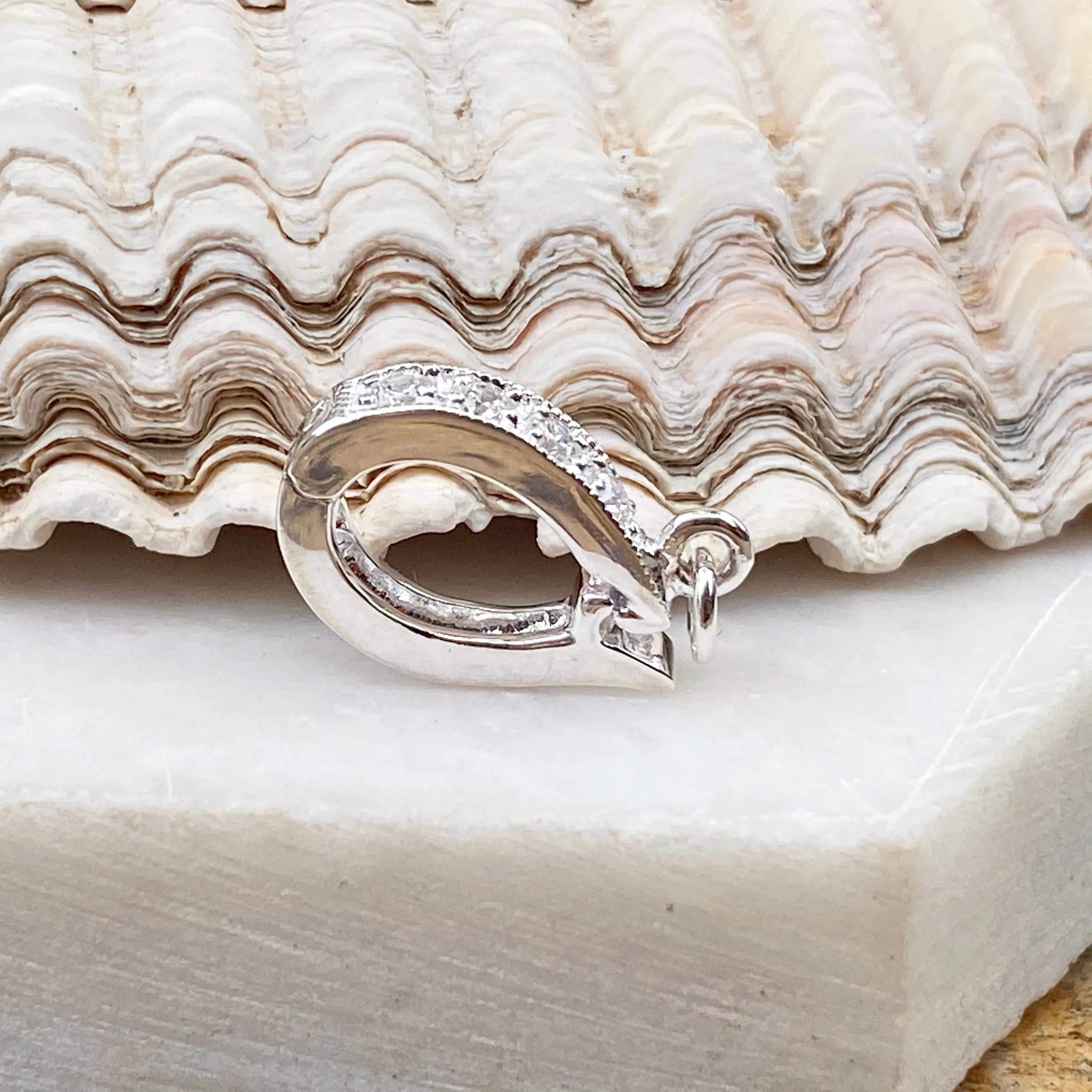 Sterling Silver U-Shape CZ Stones Enhancer Bail Clip 5MM