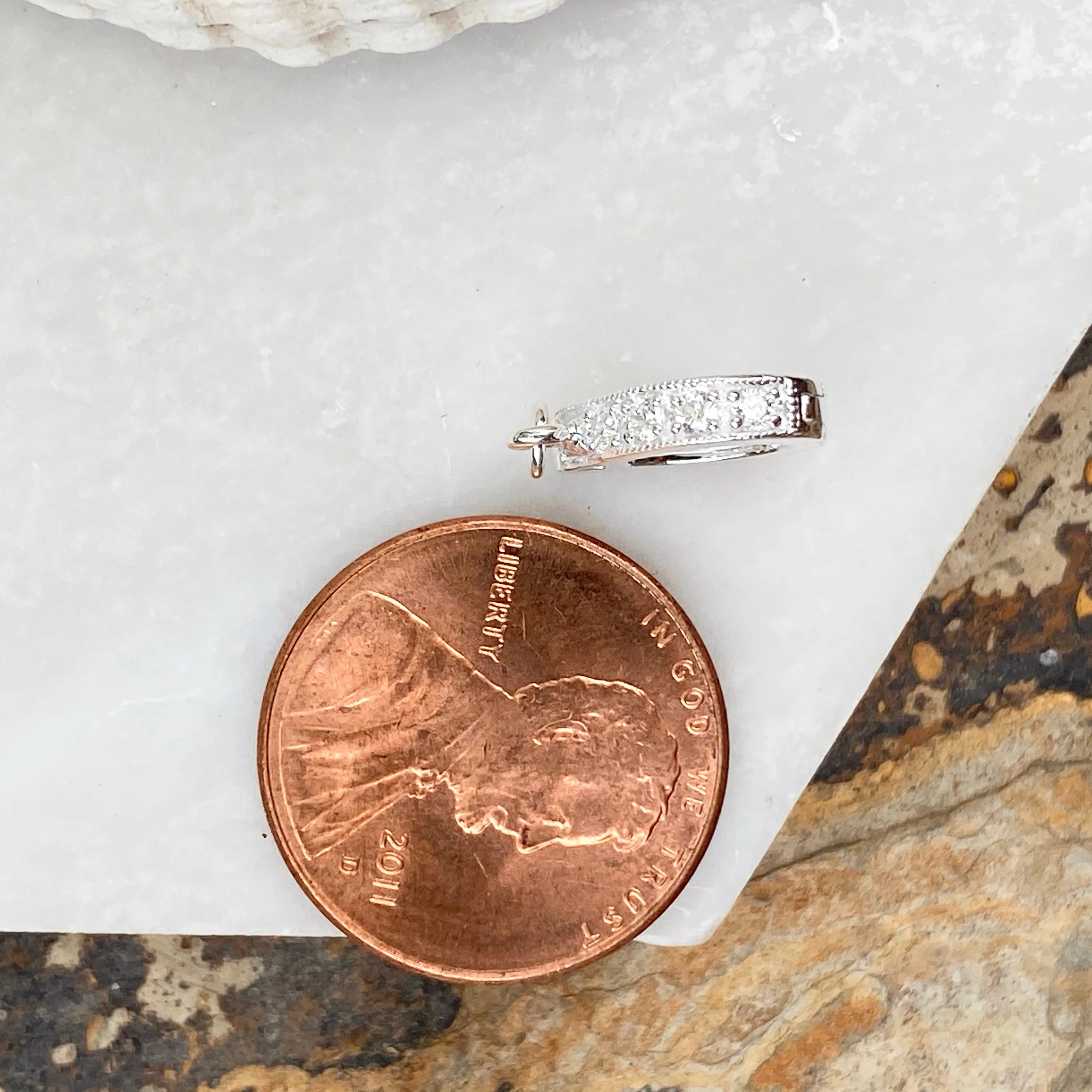 Sterling Silver U-Shape CZ Stones Enhancer Bail Clip 5MM