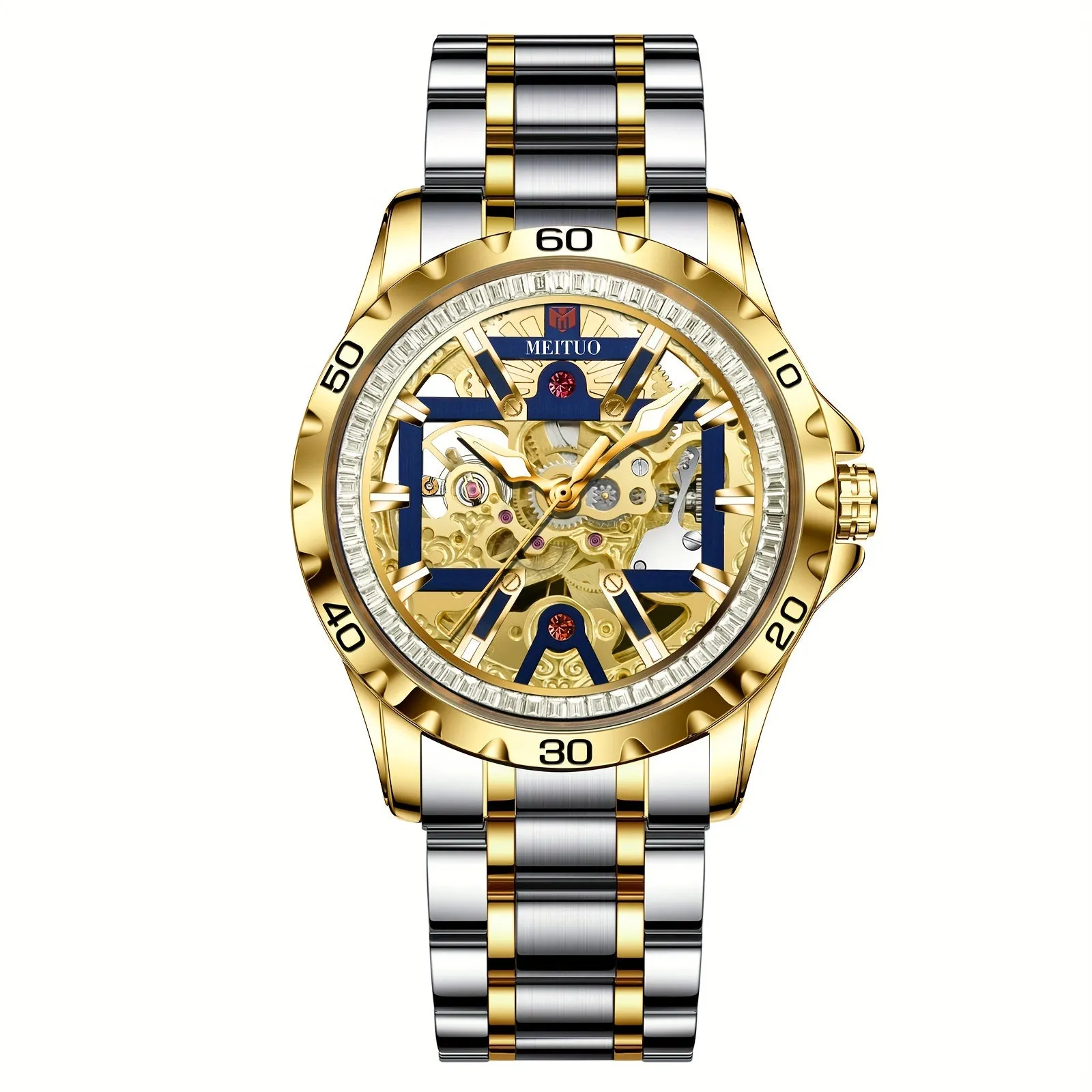Stylish Automatic Rhinestone Watches Waterproof with Silicone Strap