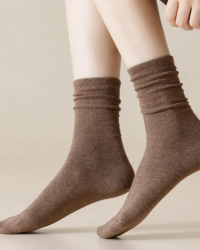 Sweetnana 3-Pack Solid Color Stretchy Loose Socks Cotton Crew Casual Socks Cozy Seamless Socks