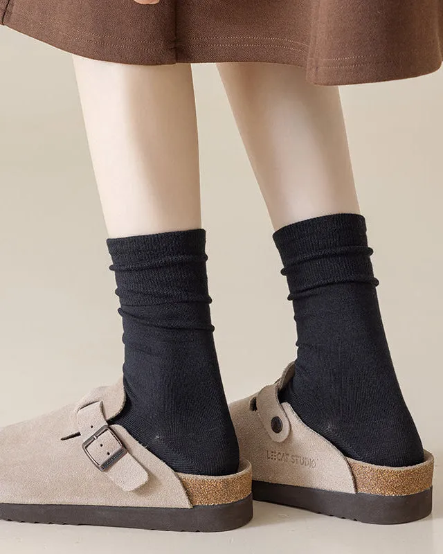 Sweetnana 3-Pack Solid Color Stretchy Loose Socks Cotton Crew Casual Socks Cozy Seamless Socks