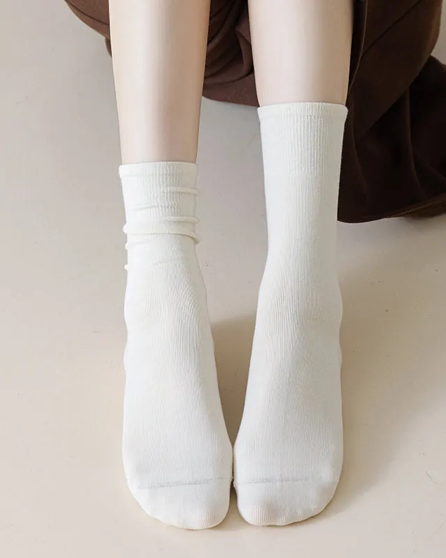 Sweetnana 3-Pack Solid Color Stretchy Loose Socks Cotton Crew Casual Socks Cozy Seamless Socks