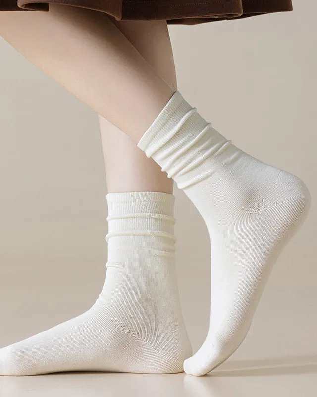 Sweetnana 3-Pack Solid Color Stretchy Loose Socks Cotton Crew Casual Socks Cozy Seamless Socks