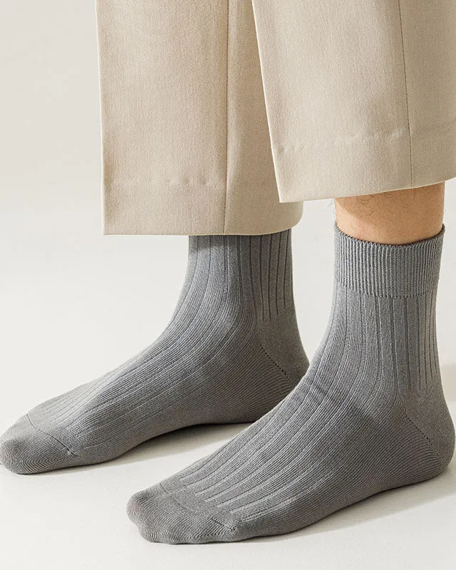 Sweetnana 3-Pack Solid Crew Cotton Socks Cozy Seamless Socks Men's Multicolor Casual Socks