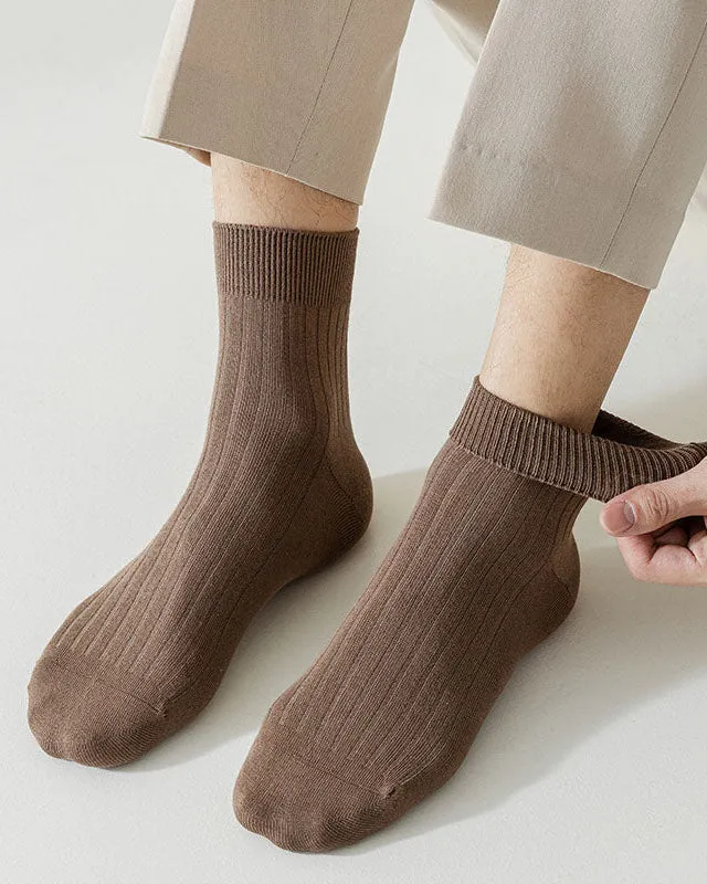 Sweetnana 3-Pack Solid Crew Cotton Socks Cozy Seamless Socks Men's Multicolor Casual Socks