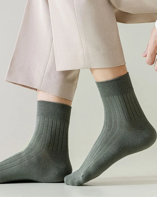 Sweetnana 3-Pack Solid Crew Cotton Socks Cozy Seamless Socks Men's Multicolor Casual Socks