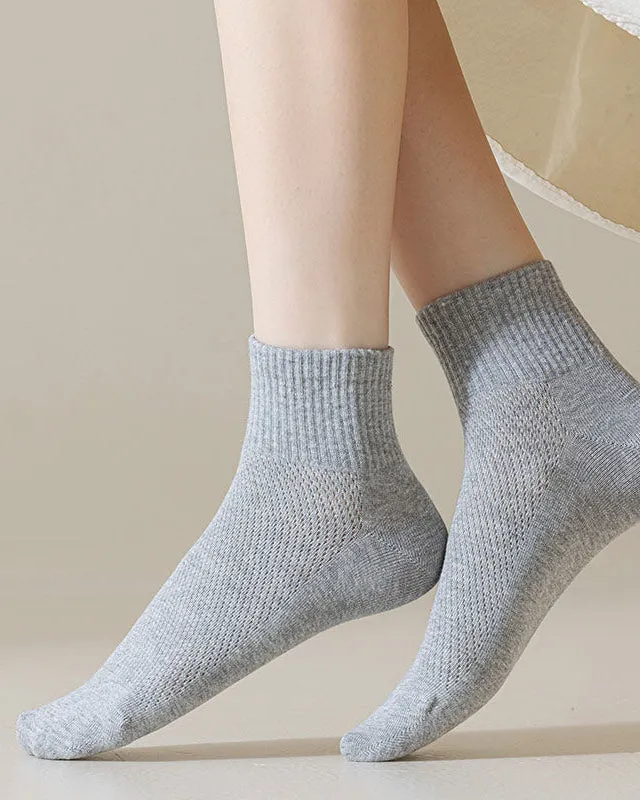 Sweetnana 3-Pack Women's Ankle Socks Mesh Breathable Casual Socks Athletic Socks Muticolor Cotton Socks