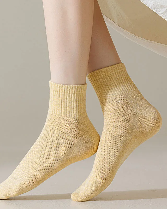 Sweetnana 3-Pack Women's Ankle Socks Mesh Breathable Casual Socks Athletic Socks Muticolor Cotton Socks