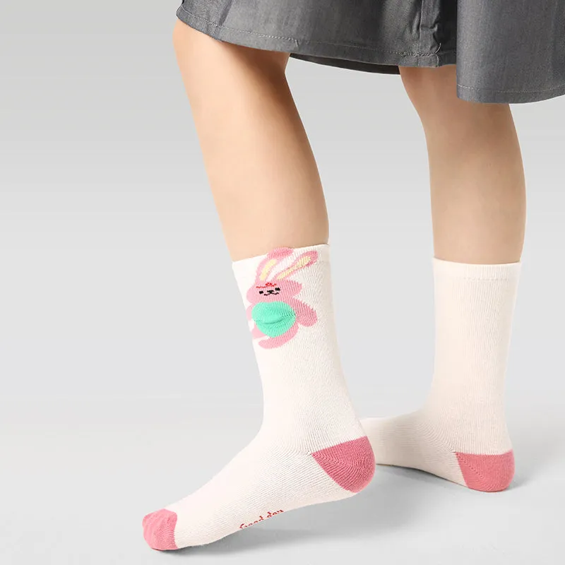 Sweetnana 4-Pack Autumn and Winter Children's Socks: Cute Girls Cozy Crew Socks, Ruffle Socks Warm and Comfortable Kids Cotton Socks.