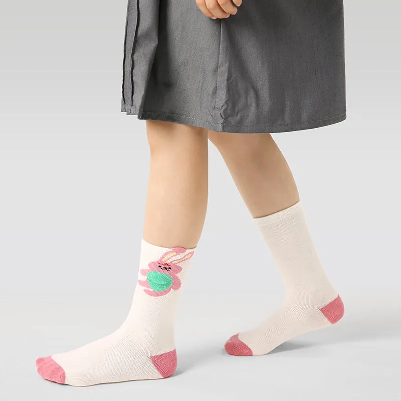 Sweetnana 4-Pack Autumn and Winter Children's Socks: Cute Girls Cozy Crew Socks, Ruffle Socks Warm and Comfortable Kids Cotton Socks.