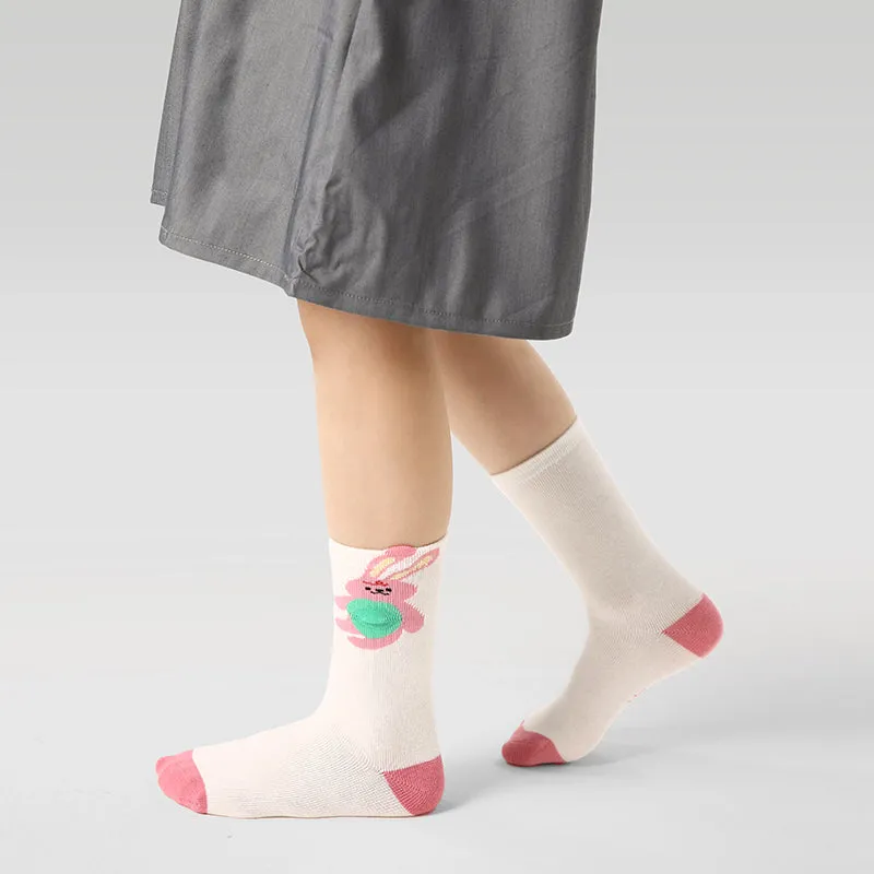 Sweetnana 4-Pack Autumn and Winter Children's Socks: Cute Girls Cozy Crew Socks, Ruffle Socks Warm and Comfortable Kids Cotton Socks.
