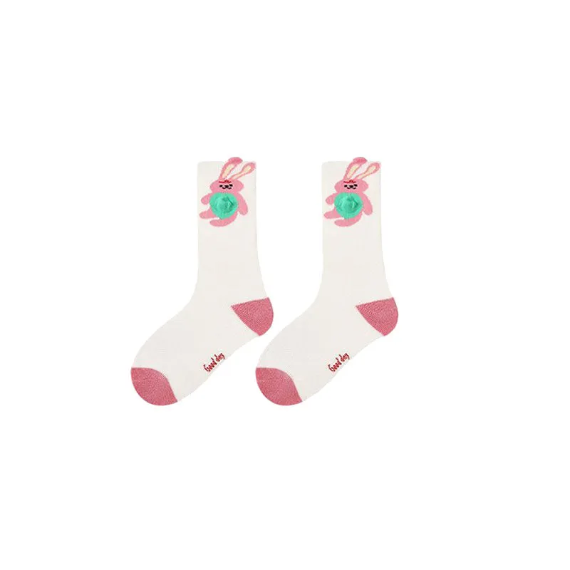 Sweetnana 4-Pack Autumn and Winter Children's Socks: Cute Girls Cozy Crew Socks, Ruffle Socks Warm and Comfortable Kids Cotton Socks.