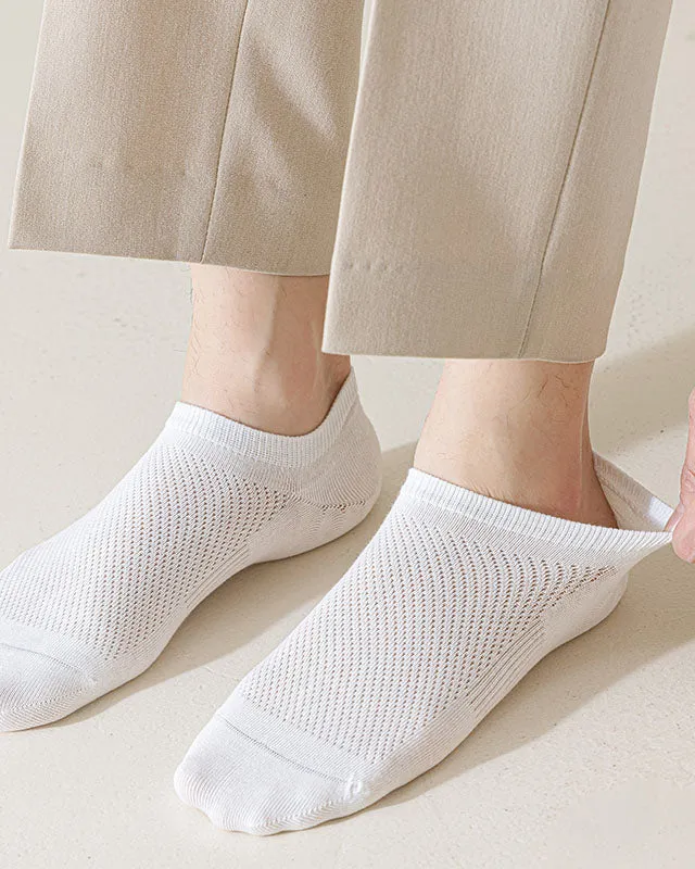 Sweetnana Men's Solid Color No Show Socks Breathable Mesh Cotton Socks Casual Athletic Socks