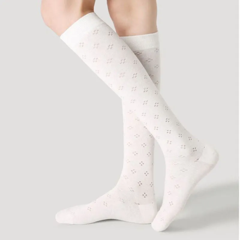 Sweetnana Women's Cotton Mesh Socks for Spring/Summer, Thin Trendy Socks, Breathable, Soft and Comfort, Calf Seamless Socks.