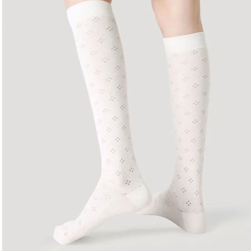 Sweetnana Women's Cotton Mesh Socks for Spring/Summer, Thin Trendy Socks, Breathable, Soft and Comfort, Calf Seamless Socks.