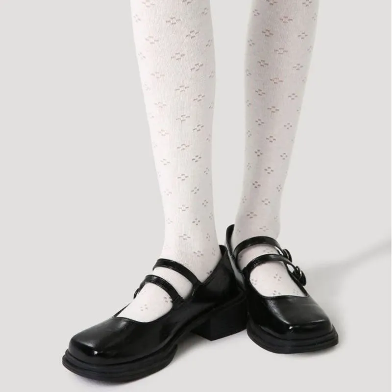 Sweetnana Women's Cotton Mesh Socks for Spring/Summer, Thin Trendy Socks, Breathable, Soft and Comfort, Calf Seamless Socks.