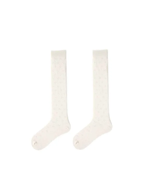 Sweetnana Women's Cotton Mesh Socks for Spring/Summer, Thin Trendy Socks, Breathable, Soft and Comfort, Calf Seamless Socks.