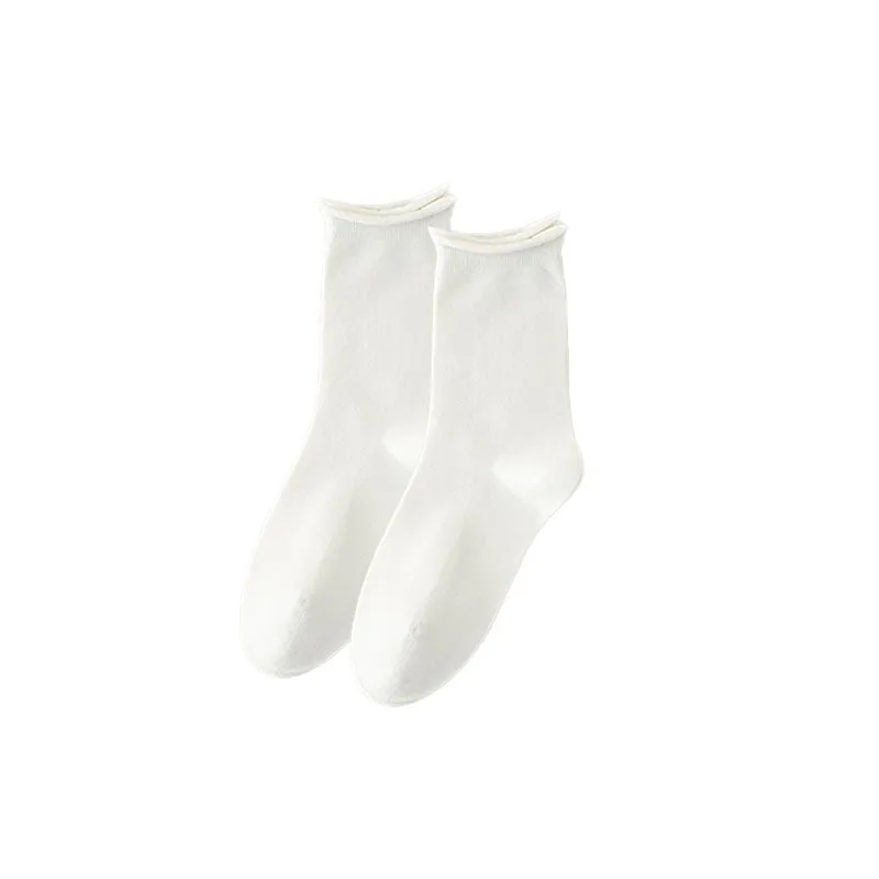 Sweetnana Women's Ruffle Socks Solid Multicolor Socks Cotton Crew Seamless Socks Casual Socks
