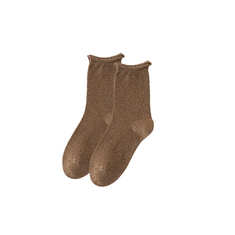 Sweetnana Women's Ruffle Socks Solid Multicolor Socks Cotton Crew Seamless Socks Casual Socks