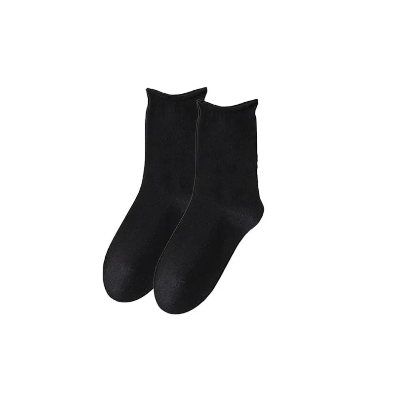 Sweetnana Women's Ruffle Socks Solid Multicolor Socks Cotton Crew Seamless Socks Casual Socks