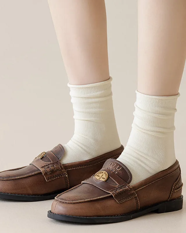 Sweetnana Women's Ruffle Socks Solid Multicolor Socks Cotton Crew Seamless Socks Casual Socks