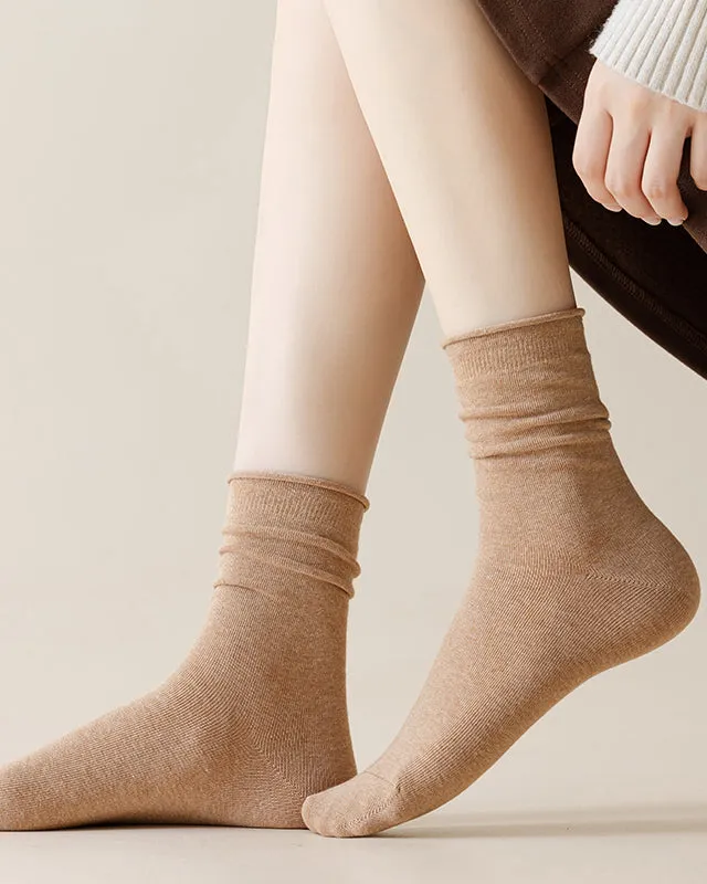 Sweetnana Women's Ruffle Socks Solid Multicolor Socks Cotton Crew Seamless Socks Casual Socks