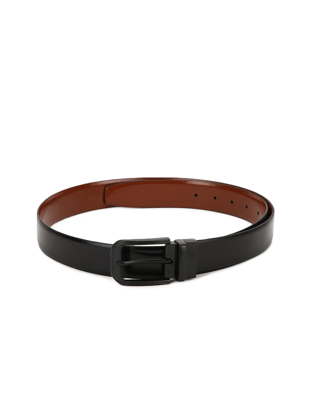 Teakwood Men Genuine Leather Black & Brown Reversible Belt