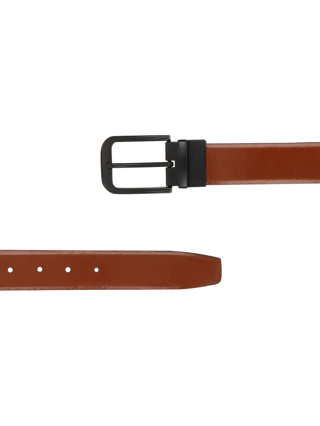 Teakwood Men Genuine Leather Black & Brown Reversible Belt