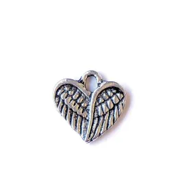 Tiny Silver Winged Heart Charm