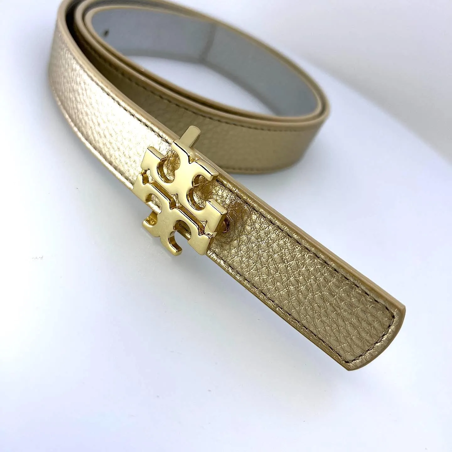 TORY BURCH METALLIC LEATHER REVERSIBLE BELT