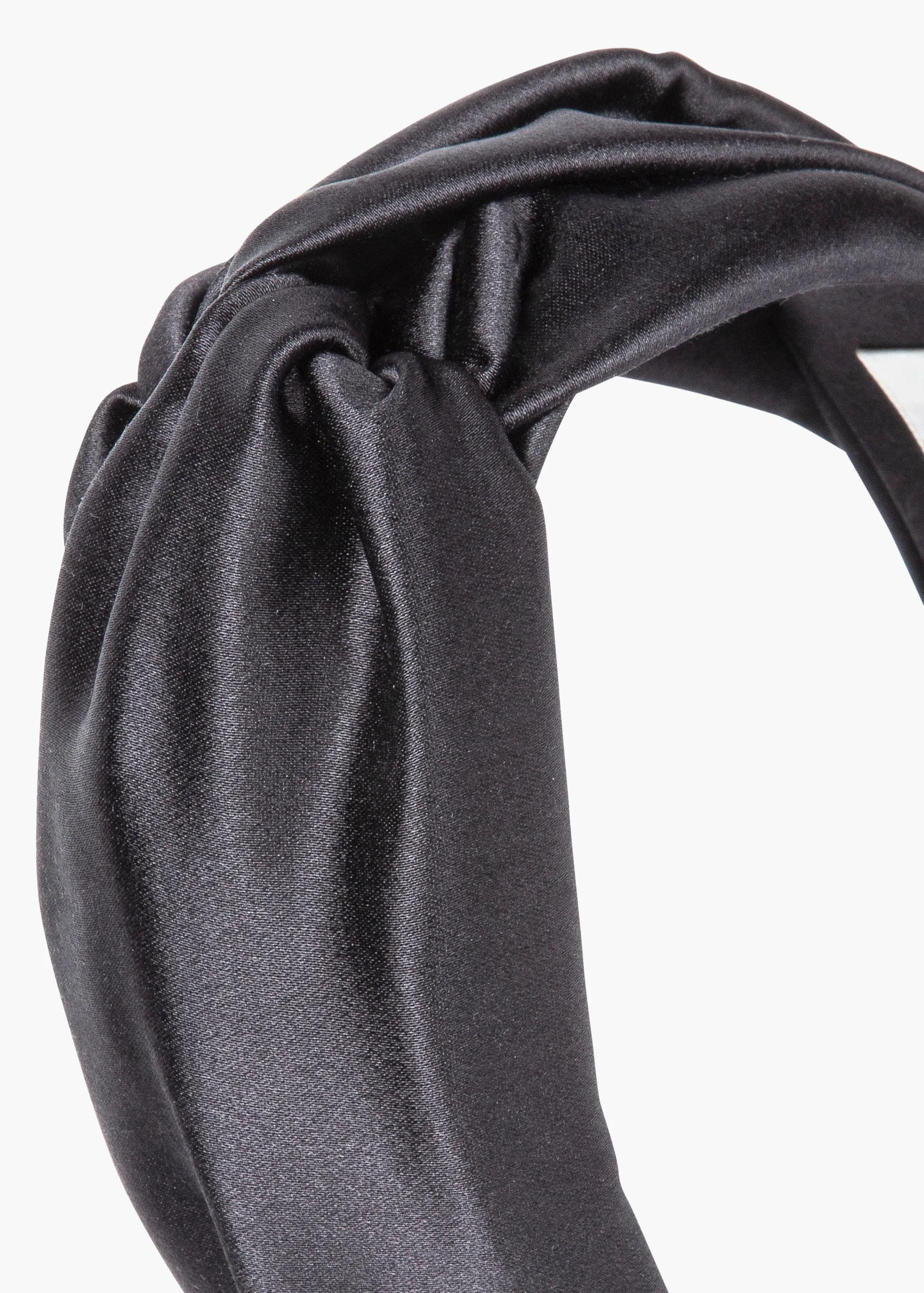 Twist Headband in Silk Satin -- Black