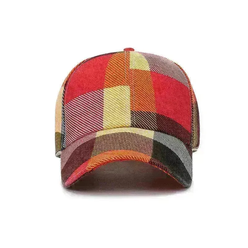 Unisex Outdoor Plaid Print Baseball Style Hat