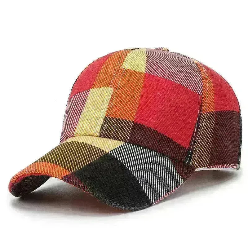 Unisex Outdoor Plaid Print Baseball Style Hat