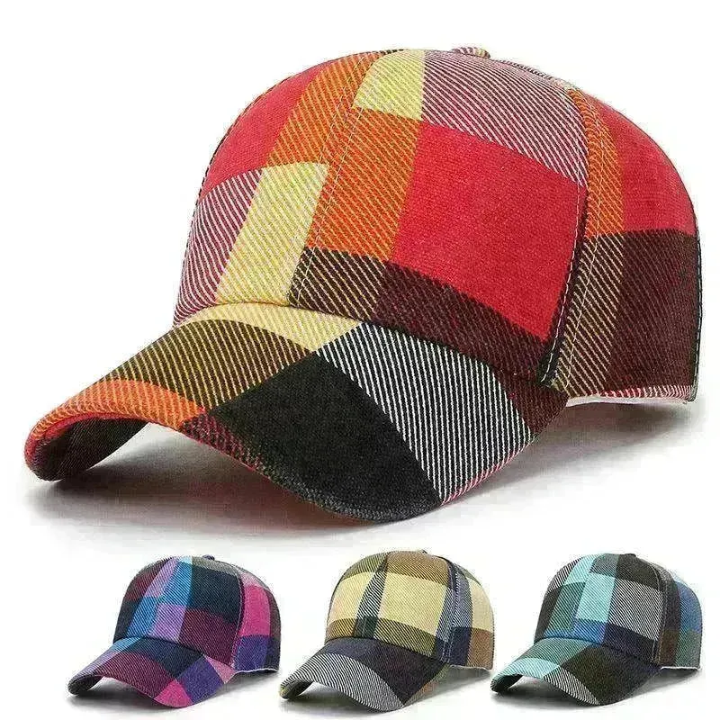 Unisex Outdoor Plaid Print Baseball Style Hat