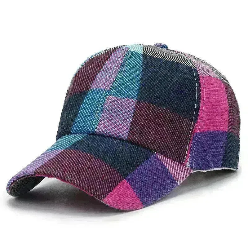 Unisex Outdoor Plaid Print Baseball Style Hat