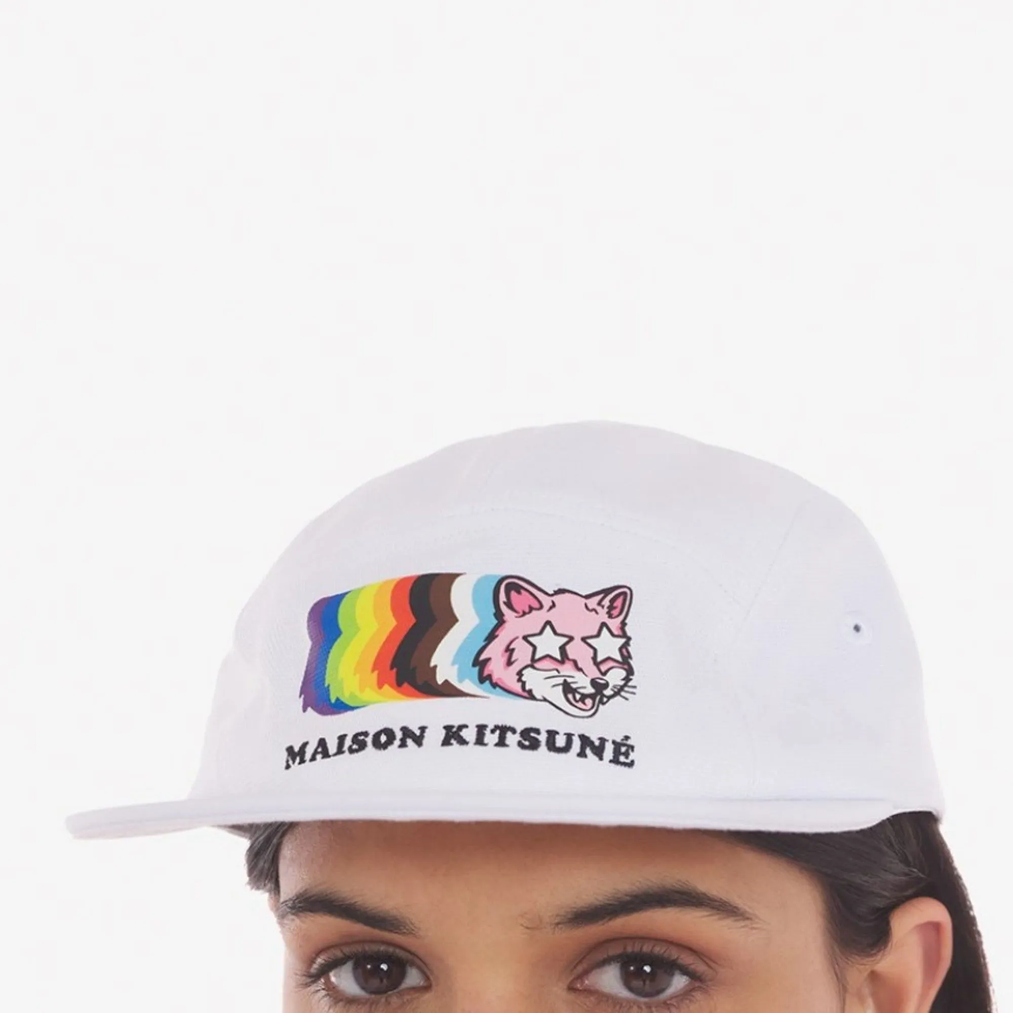 Unisex Pride Fox Printed 5P Cap - White