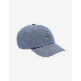 Unisex Small Fox Head Embroidery 6P Cap - Indigo