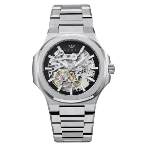 USWEL Skeleton Automatic Self Winding Mens Watch-Silver-41MM-U005