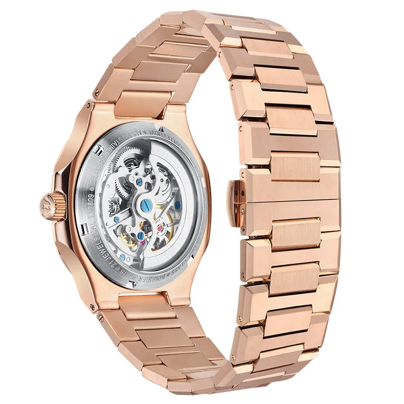 USWEL Skeleton Automatic Self Winding Mens Watch-Silver-41MM-U005