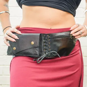 Valkyrie Classic Leather Pocket Belt in Black