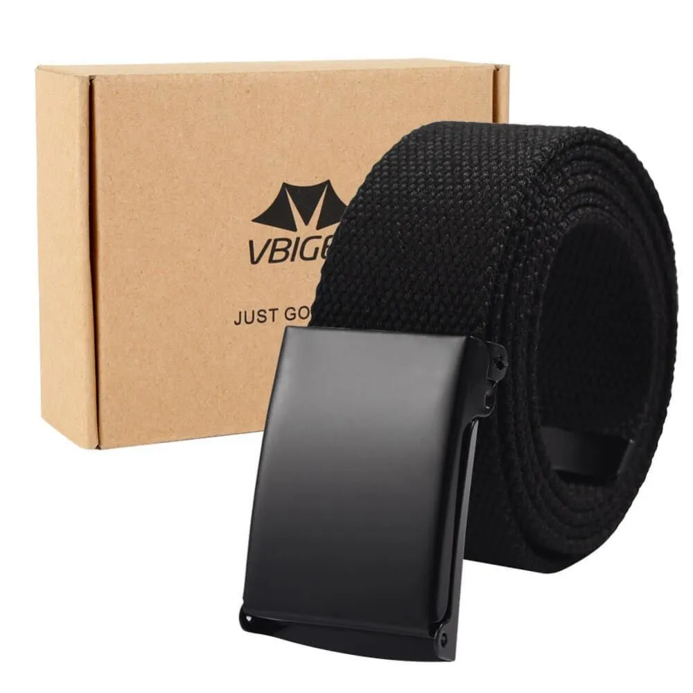 Vbiger Unisex Canvas Belt Solid Color Belt Fashionable Waist Band for Both Men and Women, Black
