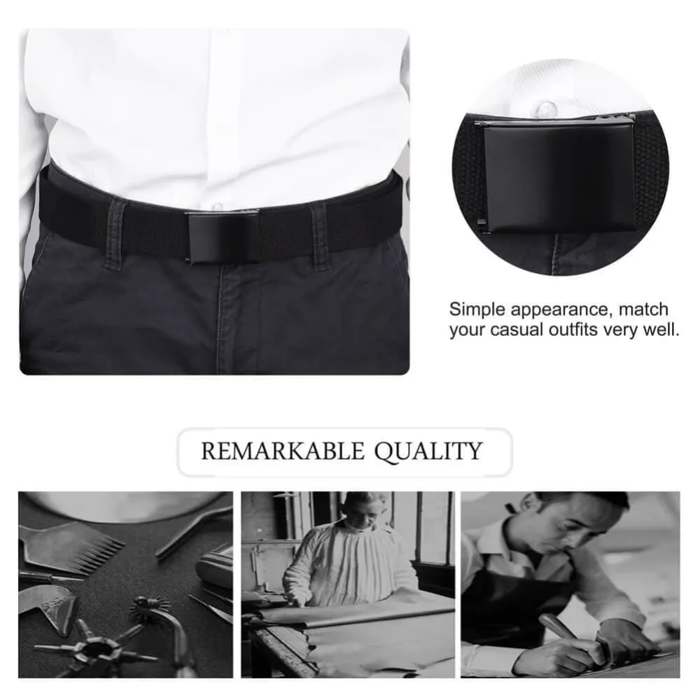 Vbiger Unisex Canvas Belt Solid Color Belt Fashionable Waist Band for Both Men and Women, Black