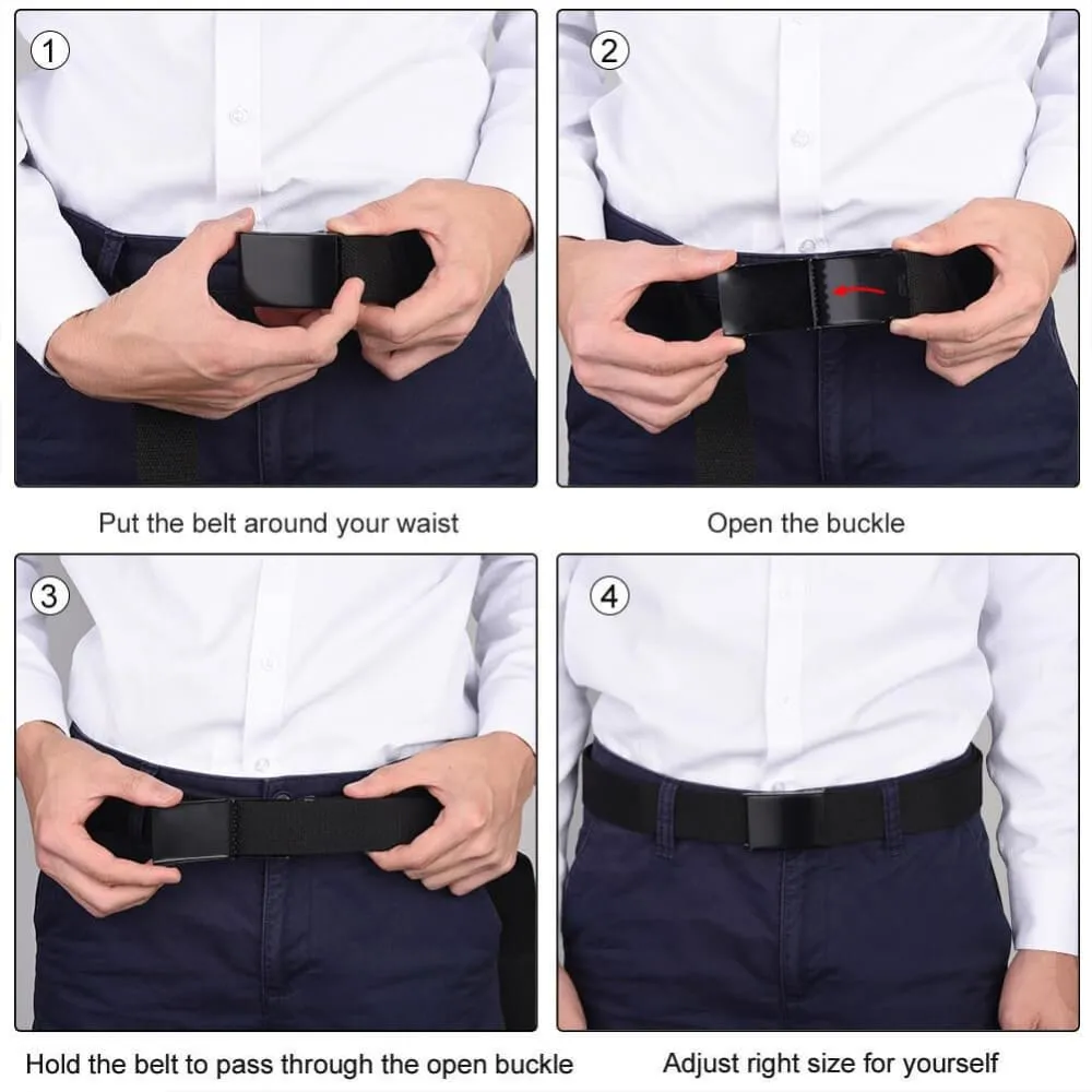Vbiger Unisex Canvas Belt Solid Color Belt Fashionable Waist Band for Both Men and Women, Black