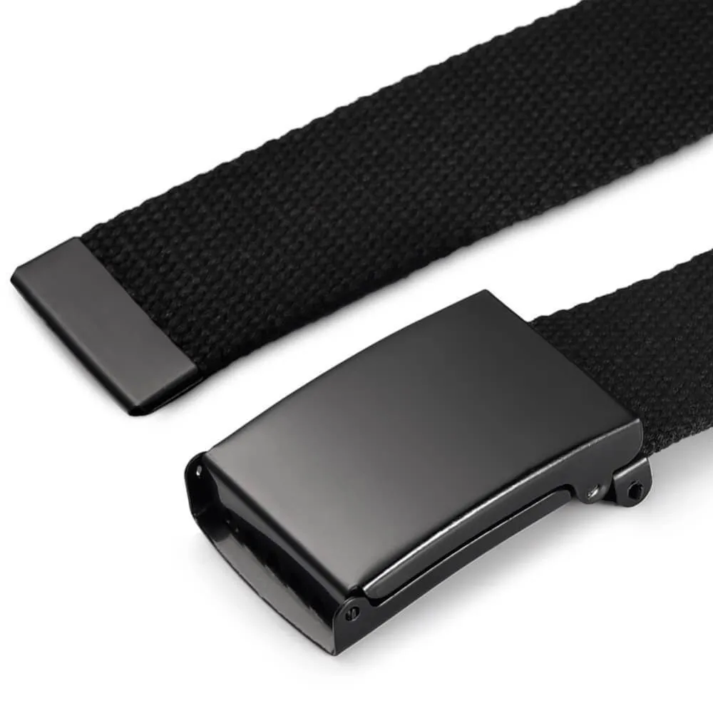 Vbiger Unisex Canvas Belt Solid Color Belt Fashionable Waist Band for Both Men and Women, Black