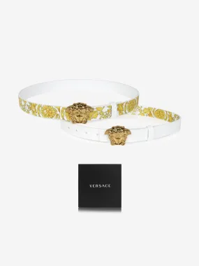 Versace Girls Reversible Barocco Belt in White