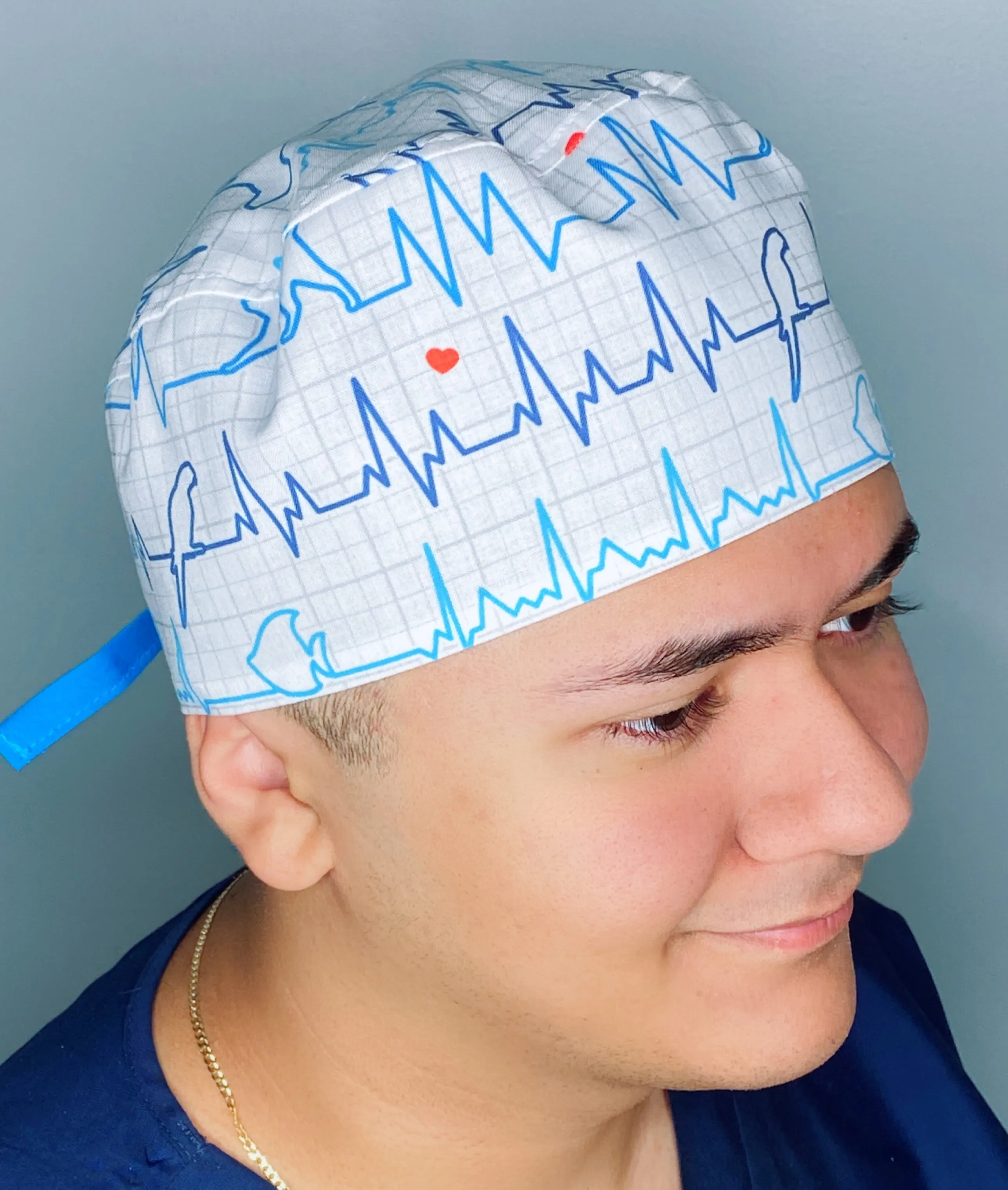 Veterinarian Animal Care EKG Unisex Medical Theme Scrub Cap